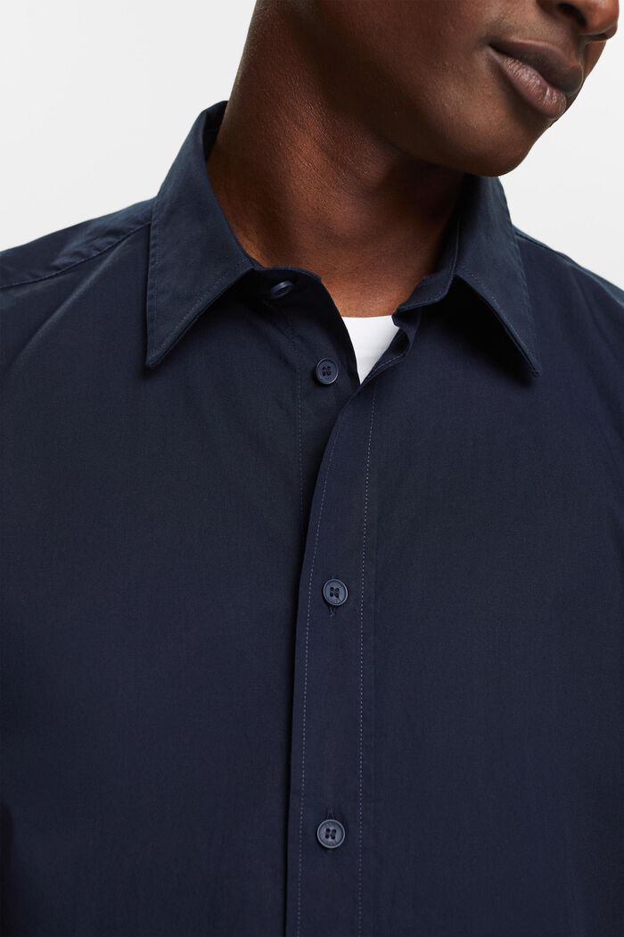 Cotton Poplin Short-Sleeve Shirt, NAVY, detail image number 3