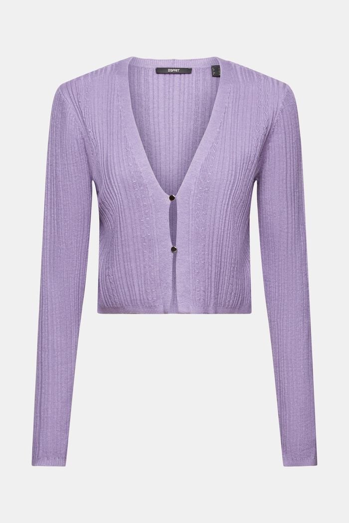 Cropped cardigan with ribbed pattern, LAVENDER, detail image number 5