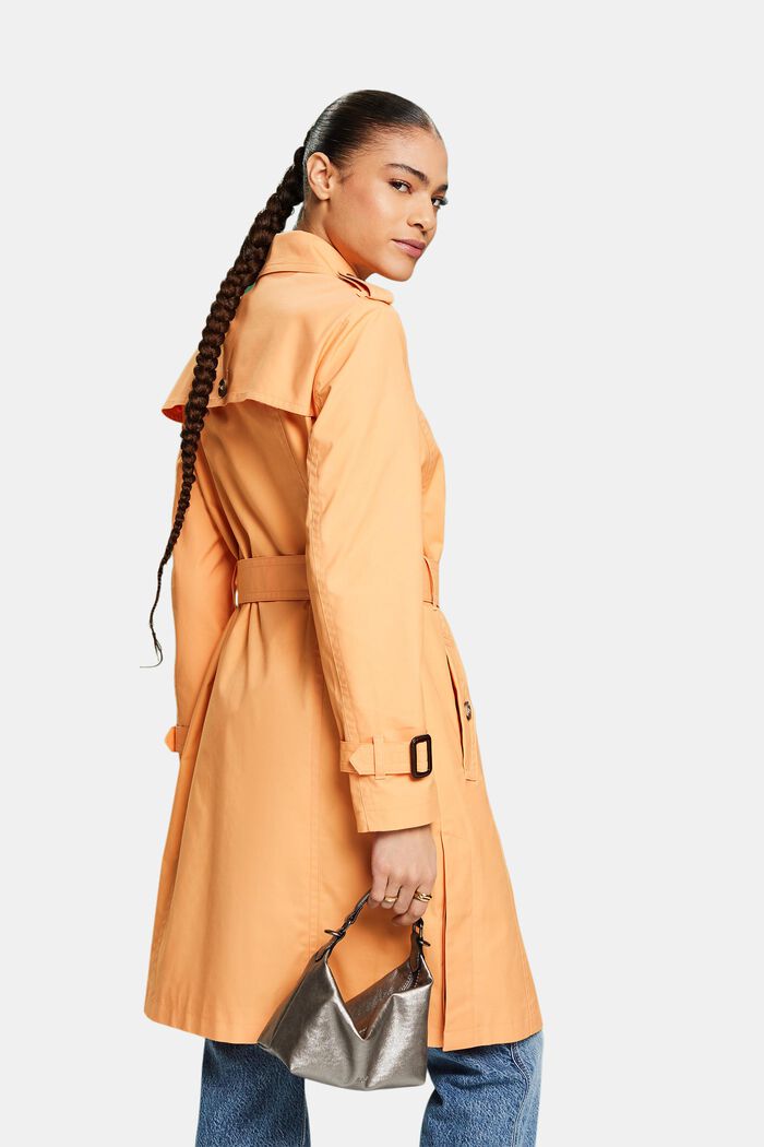 Belted Double-Breasted Trench Coat, PASTEL ORANGE, detail image number 2