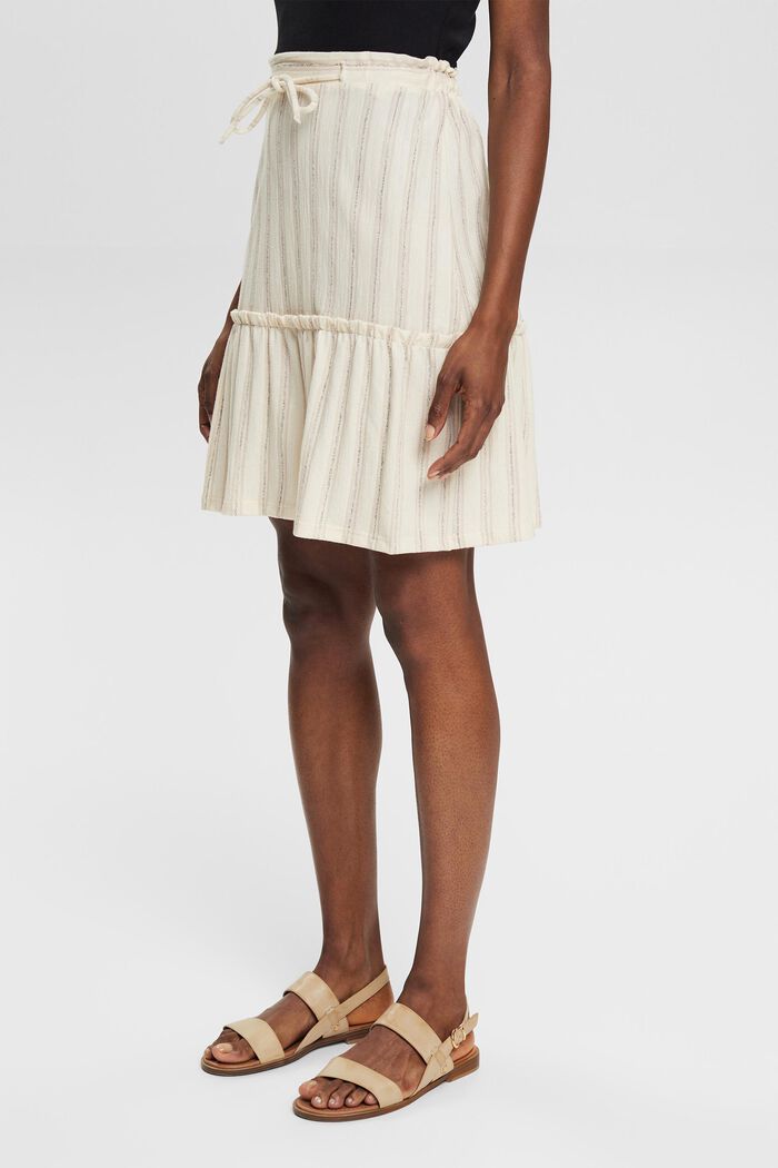 Drawstring skirt made of blended cotton, OFF WHITE, detail image number 1