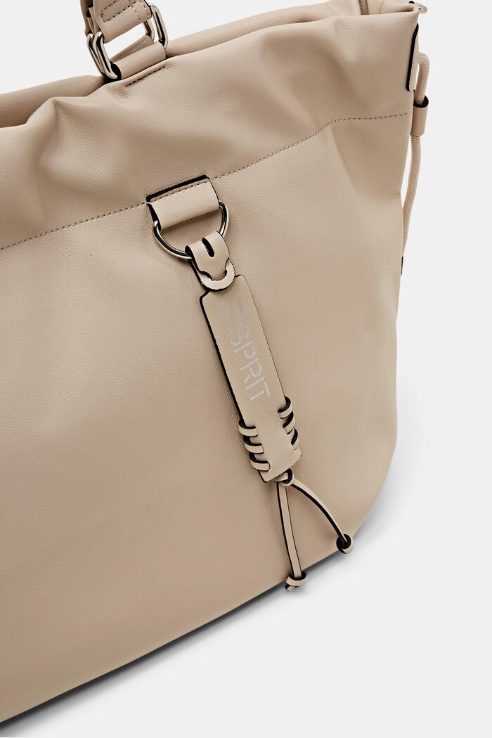 Big faux leather tote bag, LIGHT BEIGE, detail image number 1
