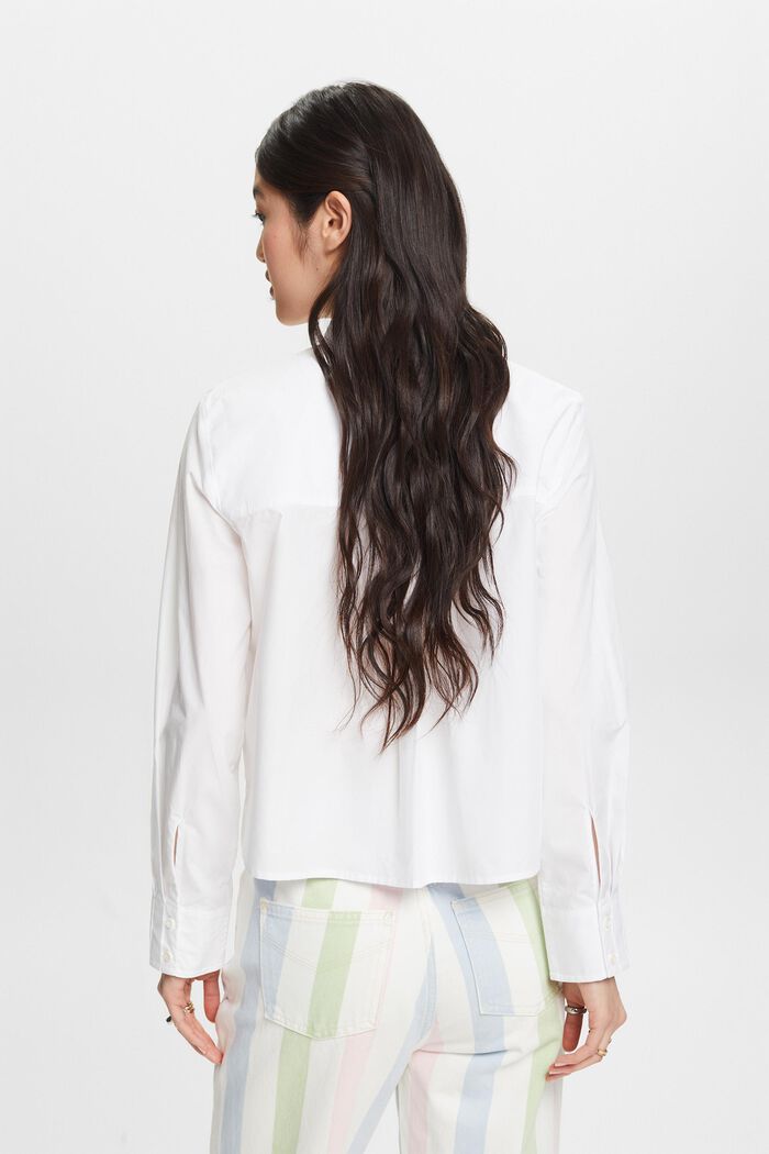 Cropped Poplin Blouse, WHITE, detail image number 2