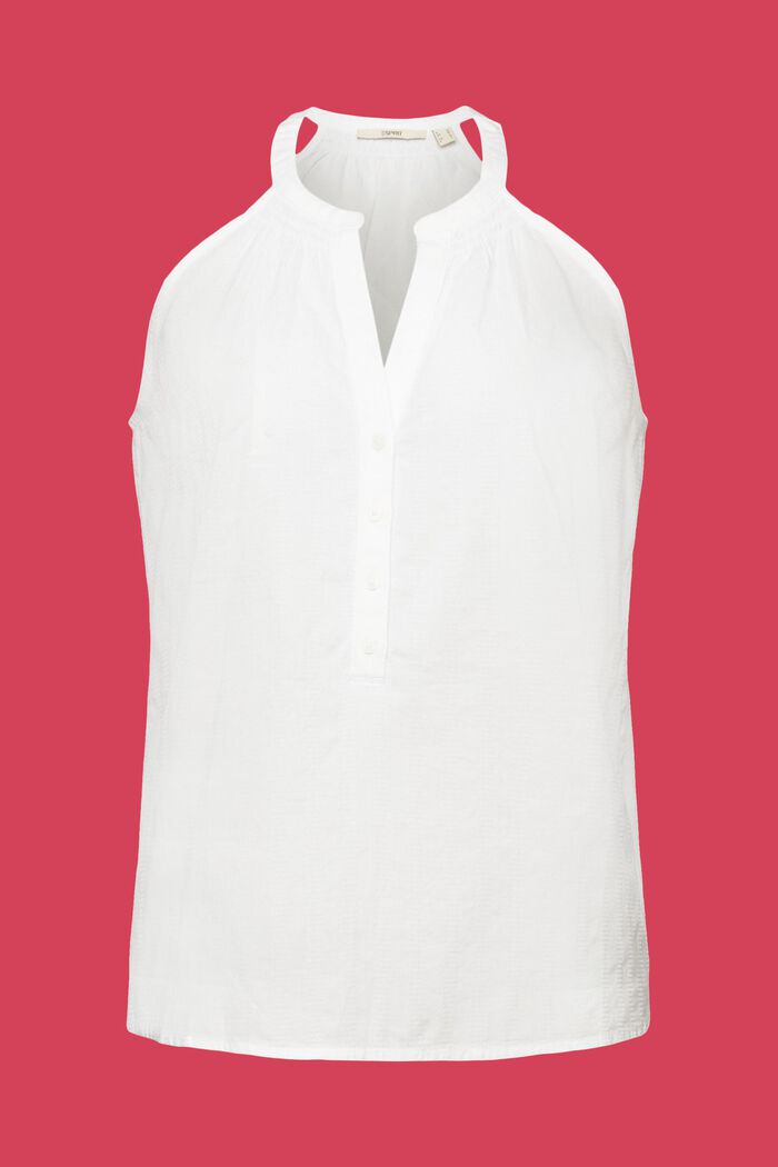 Sleeveless blouse, 100% cotton, WHITE, detail image number 6