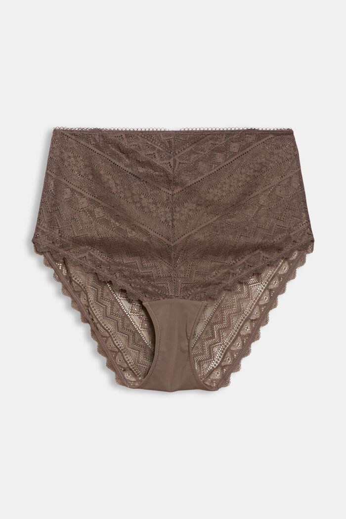 Recycled: high-waisted briefs made geometric lace, TAUPE, overview