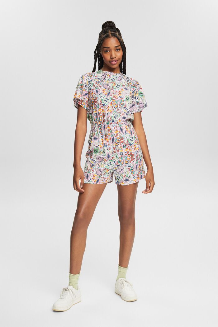 Playsuit with a colourful pattern, LENZING™ ECOVERO™, GREEN, detail image number 5