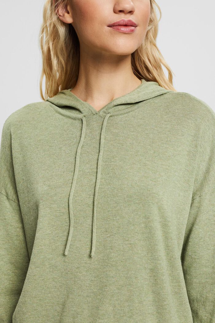 Hooded jumper, 100% cotton, LIGHT KHAKI, detail image number 0