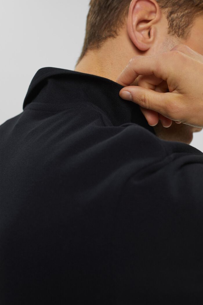 Pima cotton piqué polo shirt, BLACK, detail image number 1