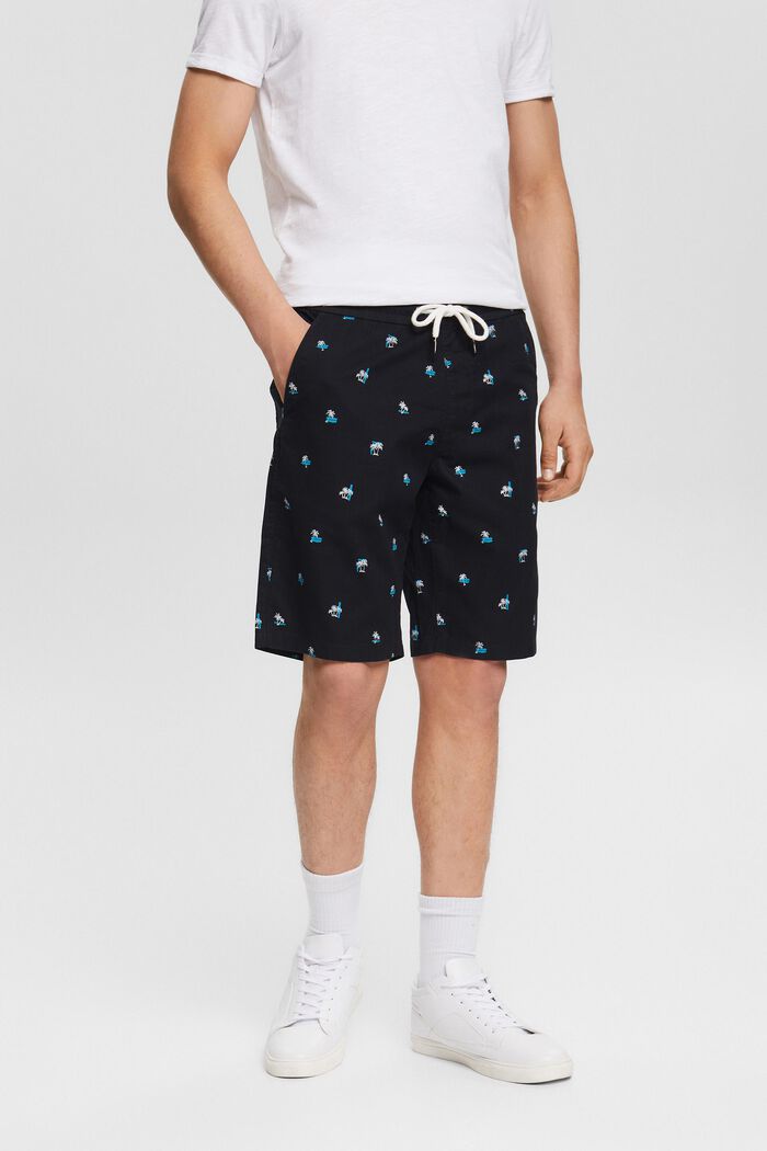Shorts with palm motifs, BLACK, detail image number 0