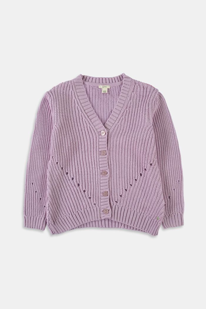 Cardigan with a patterned knit texture, MAUVE, detail image number 0