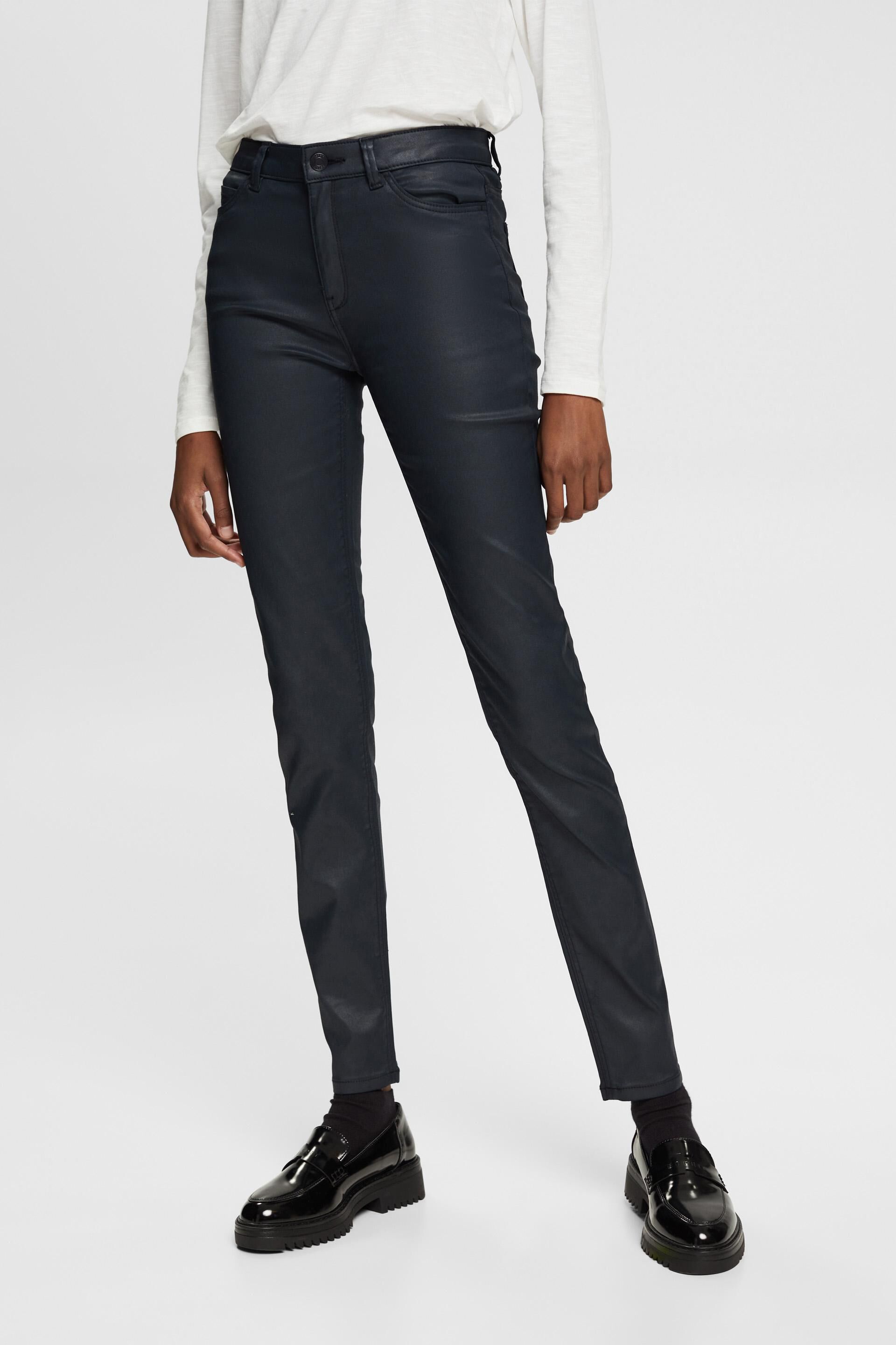 ESPRIT - High-rise slim fit faux leather trousers at our Online Shop