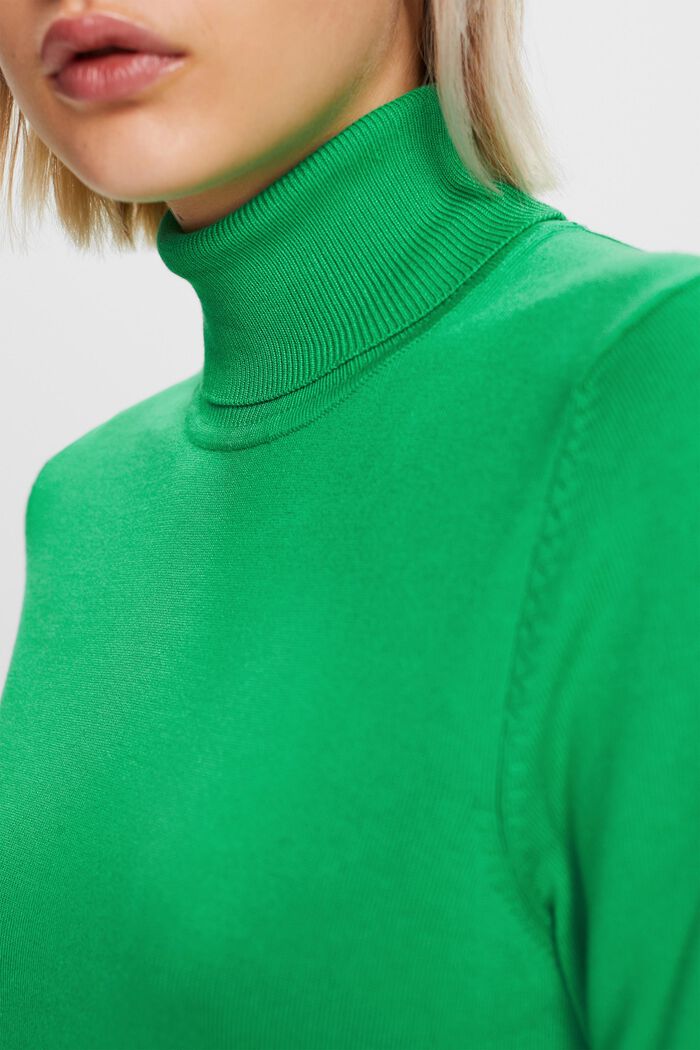Long-Sleeve Turtleneck Sweater, GREEN, detail image number 1