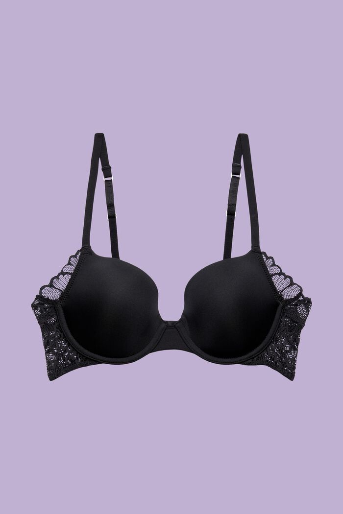 Padded Underwire Lace Bra, BLACK, detail image number 5
