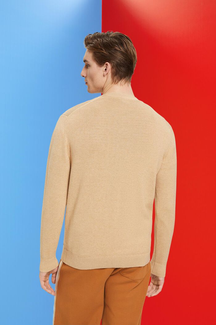 V-neck sustainable cotton cardigan, BEIGE, detail image number 3