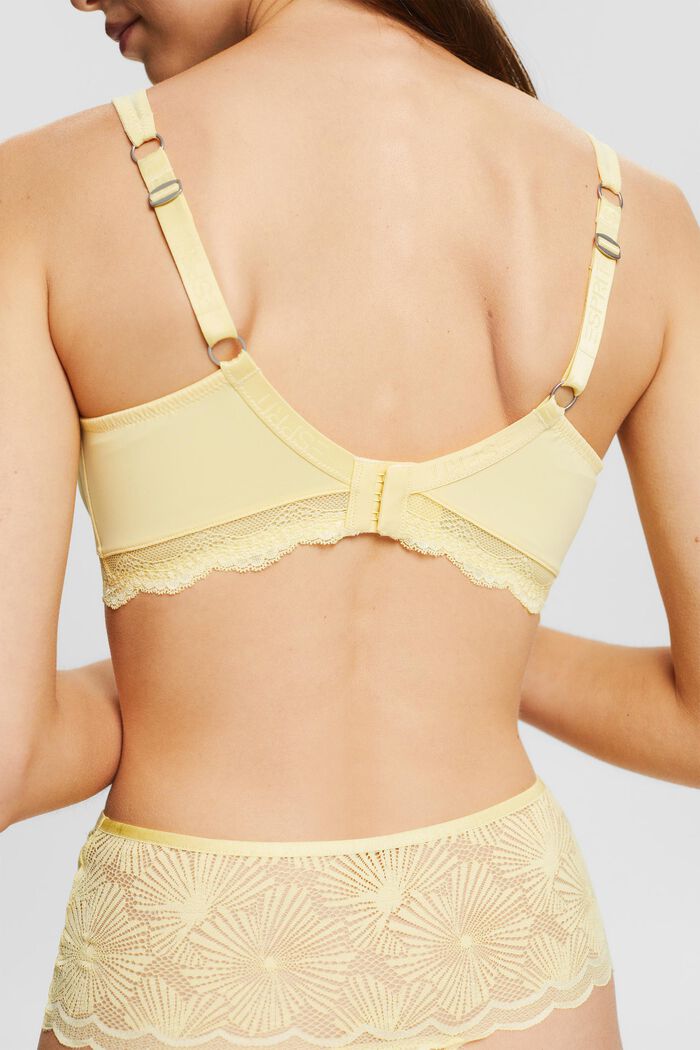 Unpadded, underwire bra with lace details, LIGHT YELLOW, detail image number 4