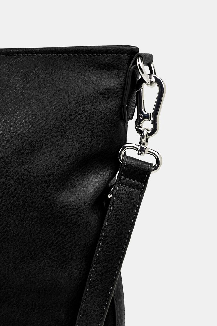 Flapover bag in faux leather, BLACK, detail image number 2