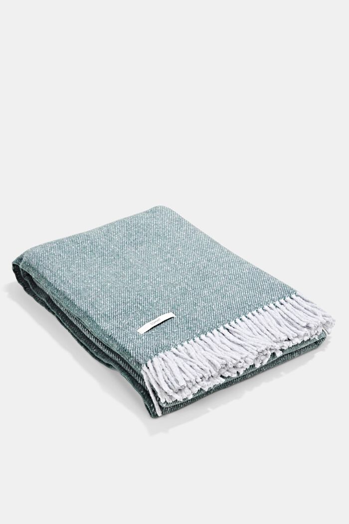 Soft throw in blended cotton, DARK GREEN, detail image number 0