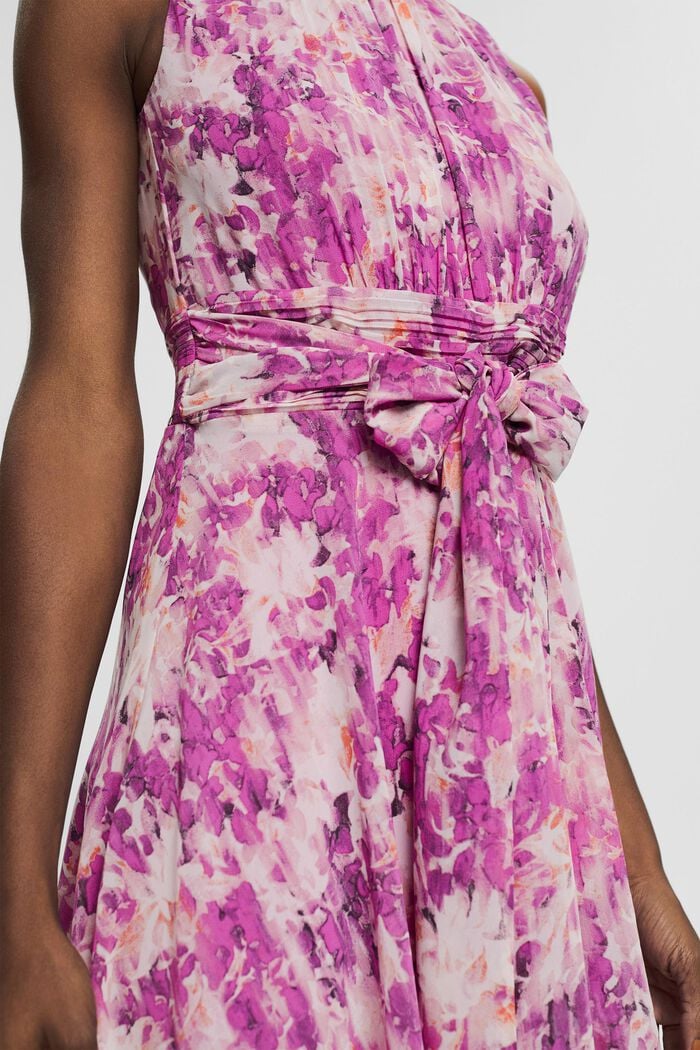 Made of recycled material: chiffon dress with a floral pattern, PURPLE, detail image number 3