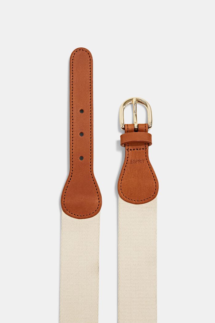 Fabric belt with leather elements, RUST BROWN, detail image number 1