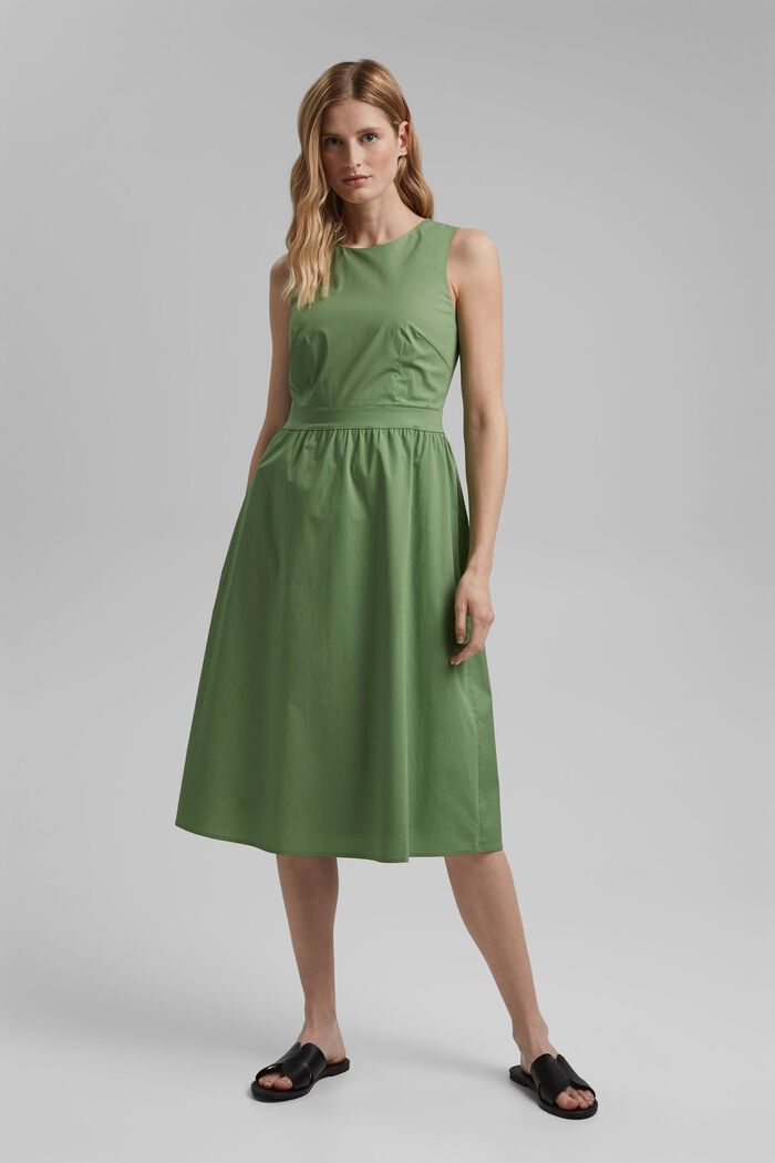 Poplin midi dress made of organic cotton, LEAF GREEN, detail image number 1