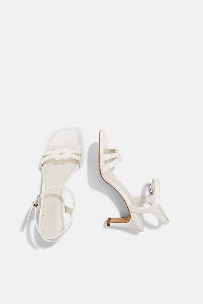 Heeled sandals in imitation patent leather, OFF WHITE, detail image number 1