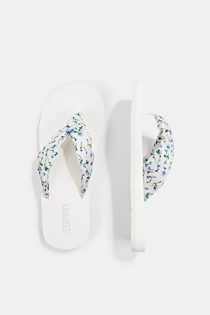 Thong sandals with a floral pattern, OFF WHITE, detail image number 1