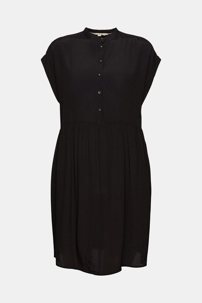 Mini dress with a button placket, BLACK, overview