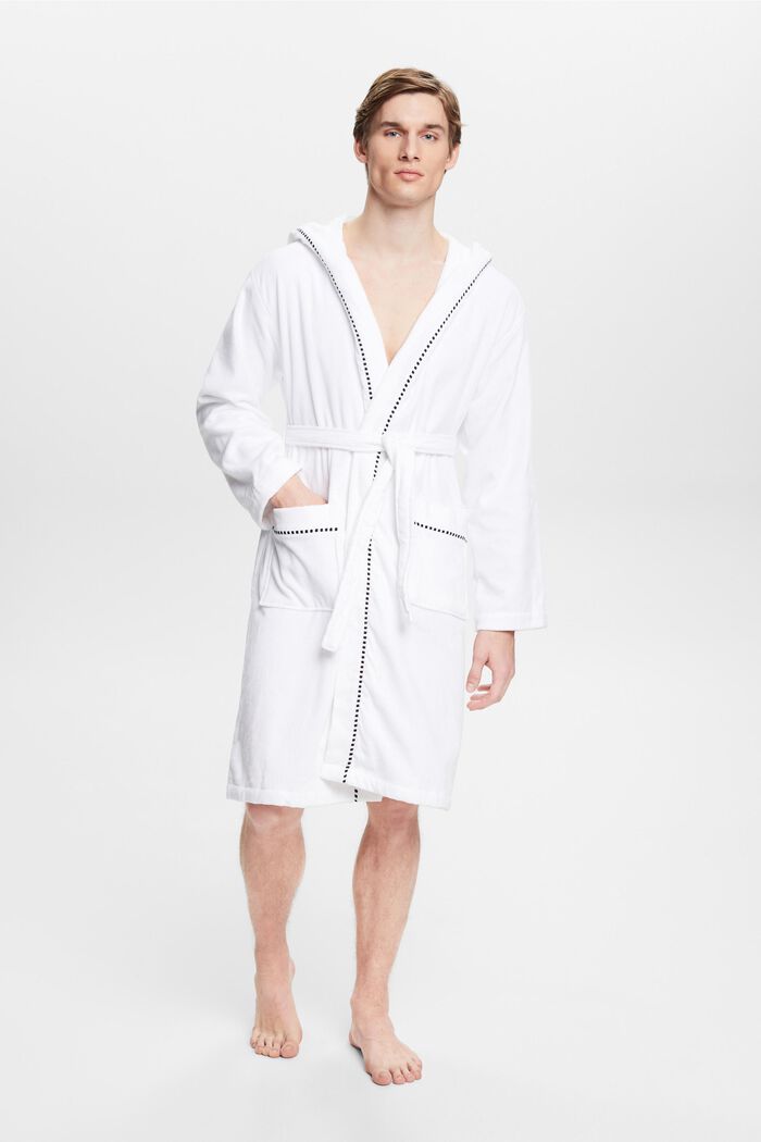 Suede bathrobe made of 100% cotton, WHITE, detail image number 1