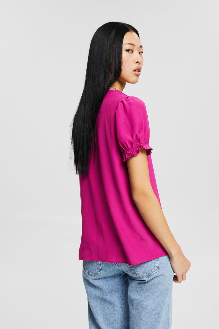Blouse top with LENZING™ ECOVERO™, PINK FUCHSIA, detail image number 3