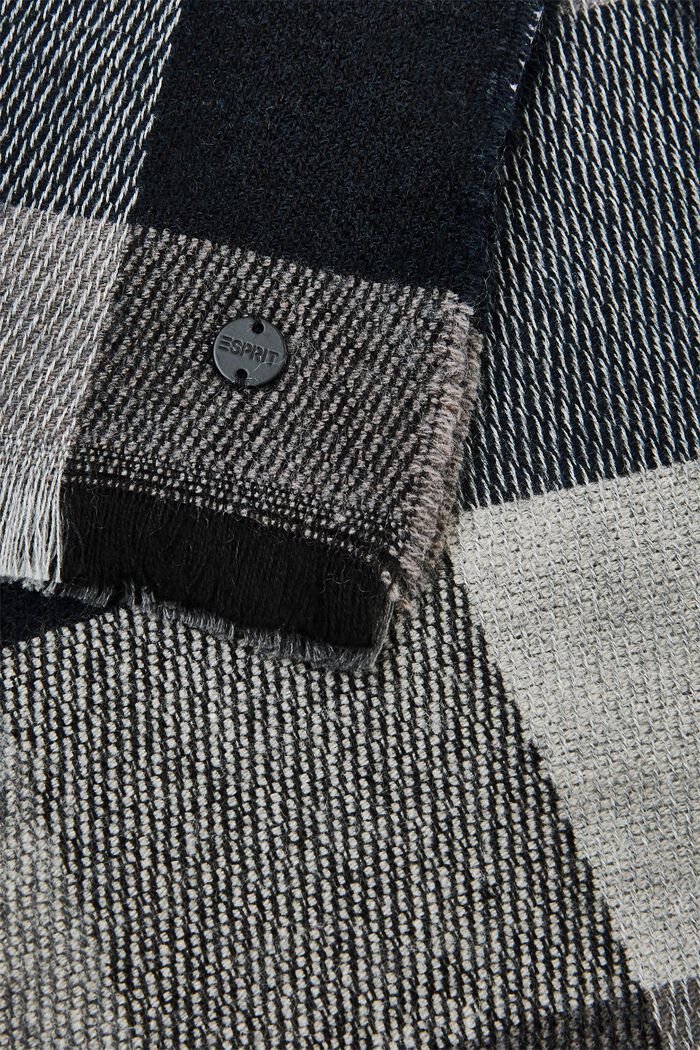 Checked woven scarf, ANTHRACITE, detail image number 1