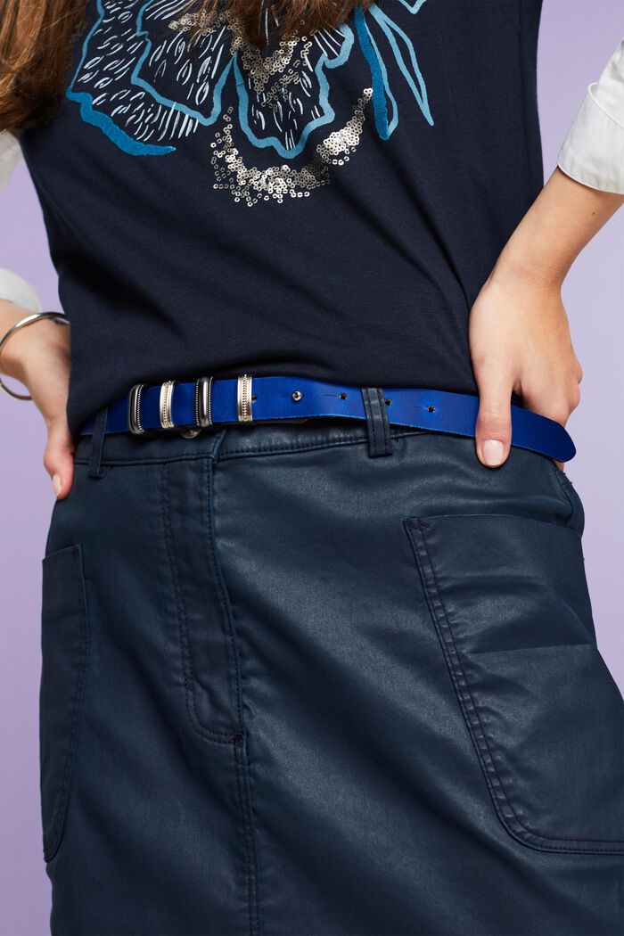 Skinny Leather Belt, BRIGHT BLUE, detail image number 2