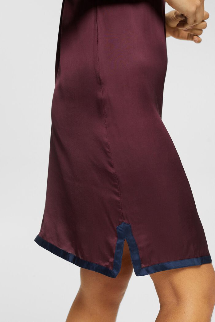 Satin chemise, LENZING™ ECOVERO™, BORDEAUX RED, detail image number 4