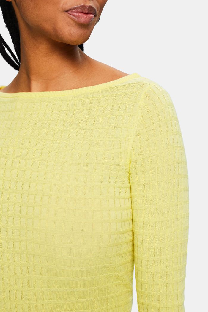 Structured Knit Sweater, PASTEL YELLOW, detail image number 3