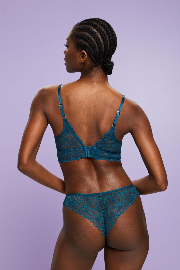 Padded Wireless Lace Bralette, PETROL BLUE, detail image number 2