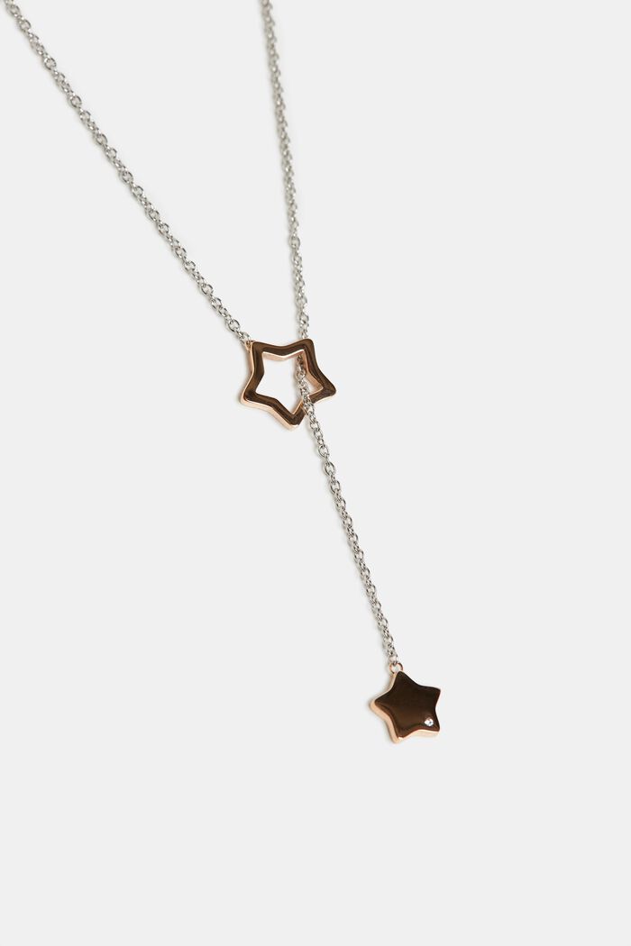 Necklace with star pendants, stainless steel, ROSEGOLD, detail image number 1
