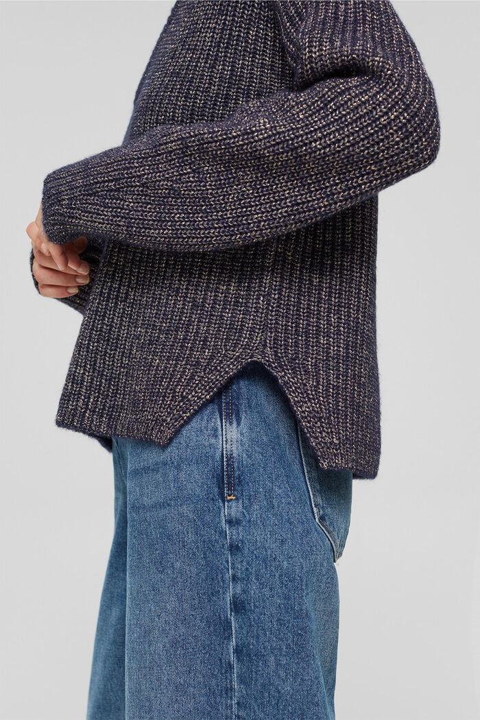 Wool blend: glitter yarn detail jumper, NAVY, detail image number 2