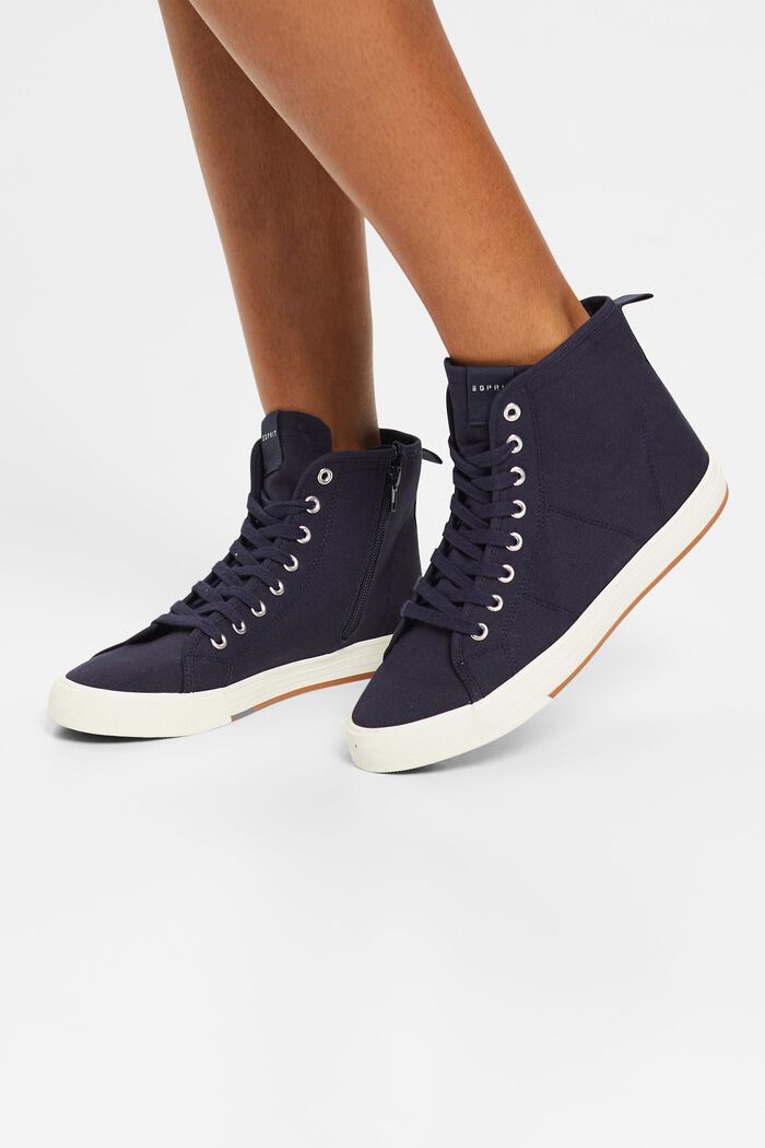 High-top canvas trainers, NAVY, detail image number 1