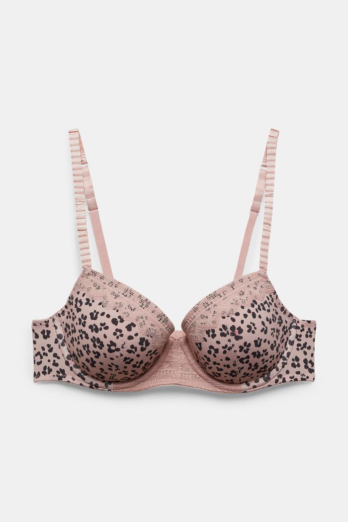 Padded bra with a floral pattern , OLD PINK, detail image number 0