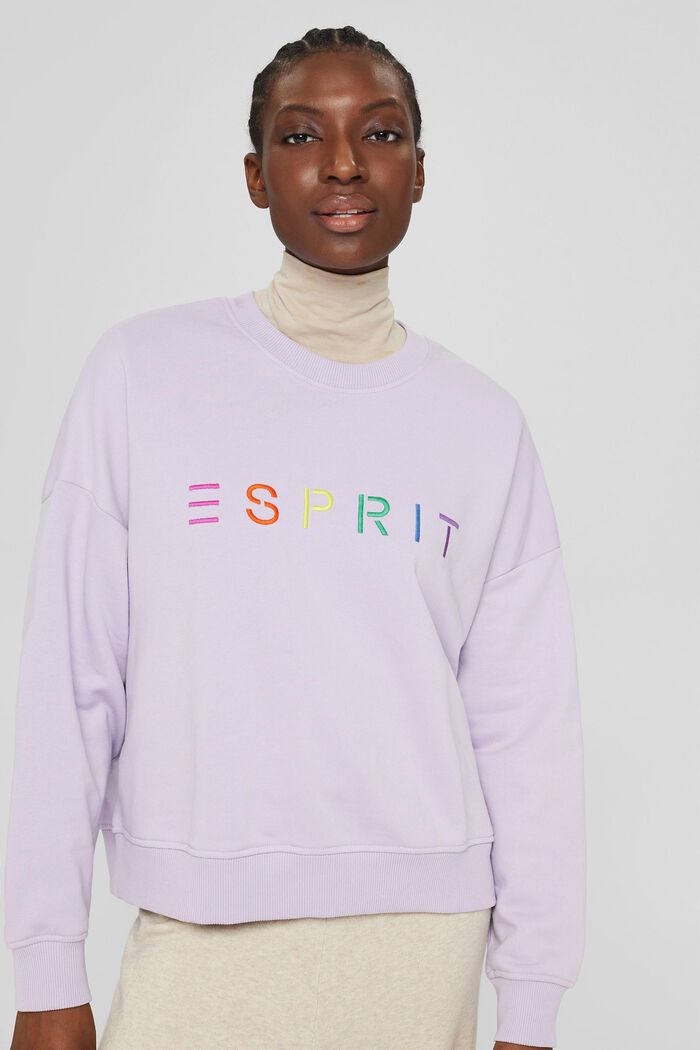 Sweatshirt with a logo embroidery, blended cotton, LILAC, detail image number 0