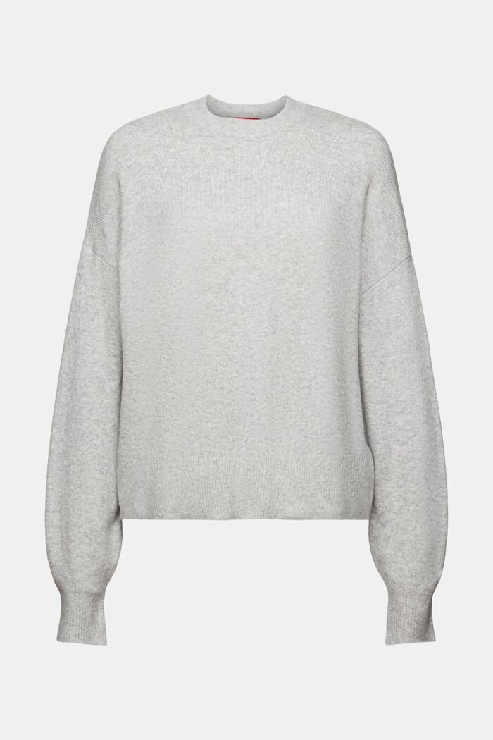 Knit Blouson Sleeve Sweater, LIGHT GREY, detail image number 6