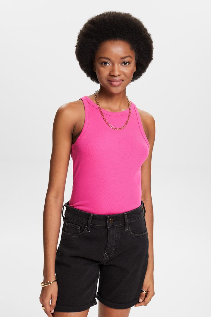 Ribbed Tank Top, PINK FUCHSIA, detail image number 0