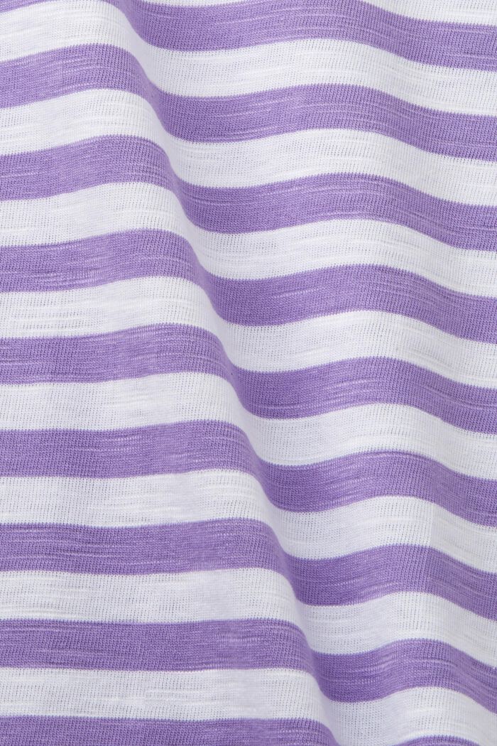 Striped roll edge t-shirt, PURPLE, detail image number 4