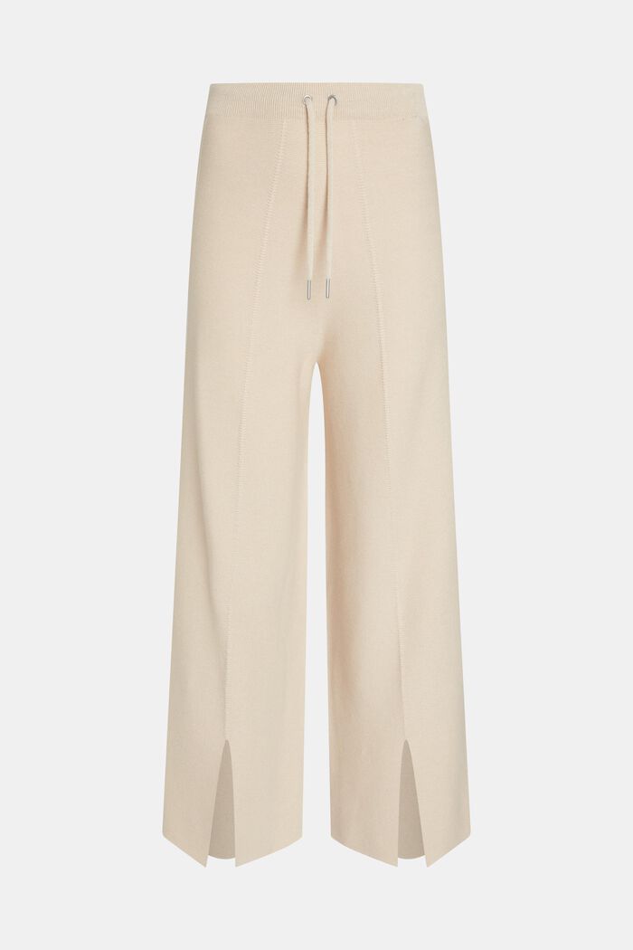 High-rise wide leg slit front trousers, CREAM BEIGE, detail image number 4