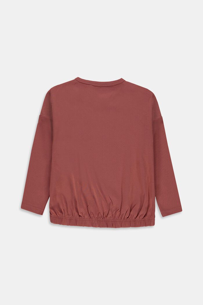 Cropped long sleeve top with print in cotton, DARK MAUVE, detail image number 1