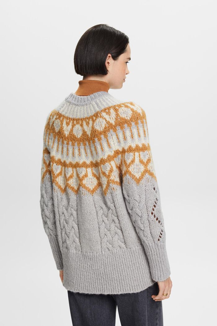 Fair Isle Wool Blend Sweater, LIGHT GREY, detail image number 3