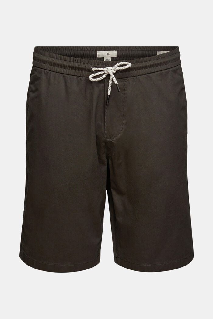Shorts with an elasticated waistband, 100% cotton, ANTHRACITE, detail image number 5