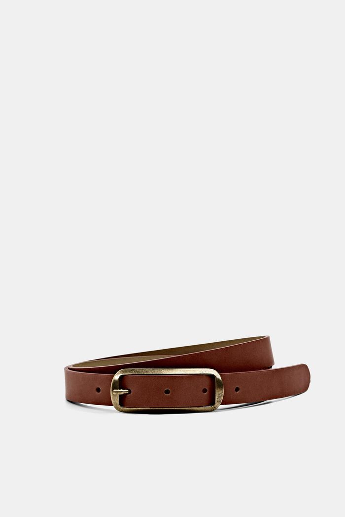 Leather belt with a square buckle