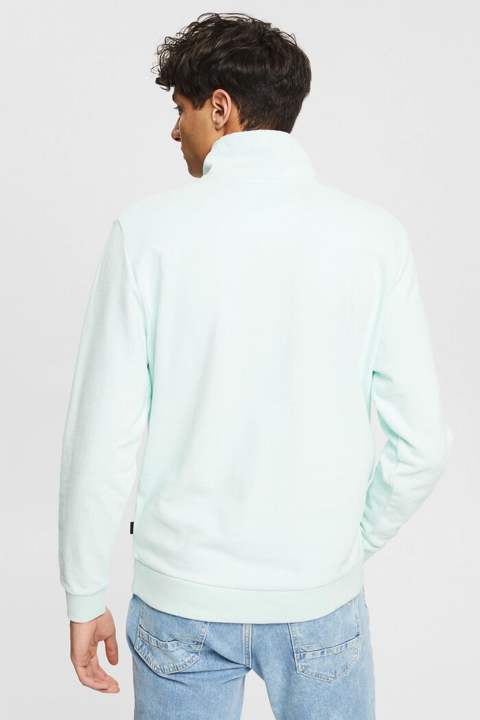 Cotton sweatshirt troyer top, LIGHT AQUA GREEN, detail image number 3