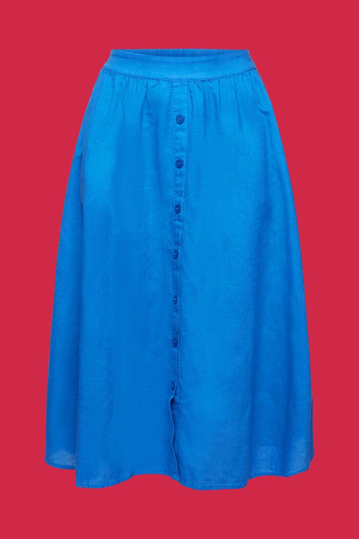 Midi skirt, linen-cotton blend, BRIGHT BLUE, detail image number 5