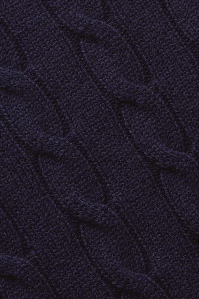 V-Neck Cable-Knit Sweater, NAVY, detail image number 4