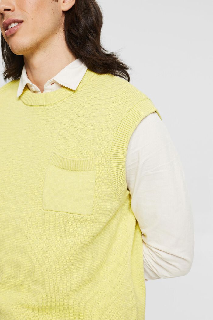 Sleeveless jumper with a breast pocket, YELLOW, detail image number 2